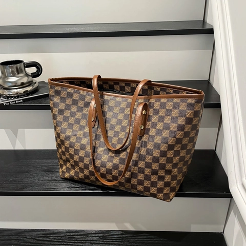 Borsa Tote da Donna a Grande Capacità con Stampa Vintage in Pelle PU Borsa a Tracolla Casual da Pendolare con Cerniera