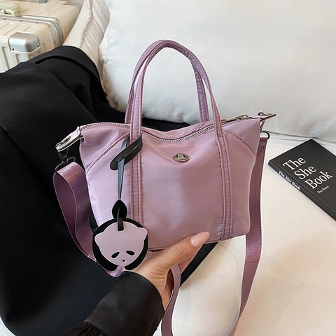 Borsa Tracolla Nylon Forma Dumpling Impermeabile Cerniera Moda Piccola Borsa Mano Tracolla Regolabile Ciondolo Panda Donna