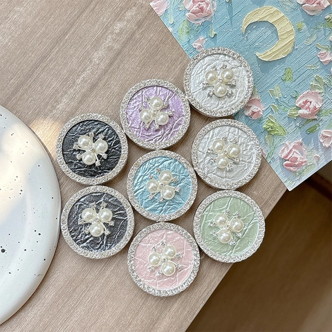 Supporto Magnetico Per Telefono Rotondo Con Fiore Di Perla Artificial E Strass Texture In Pelle Di Lusso Supporto Da Tavolo Per Donna