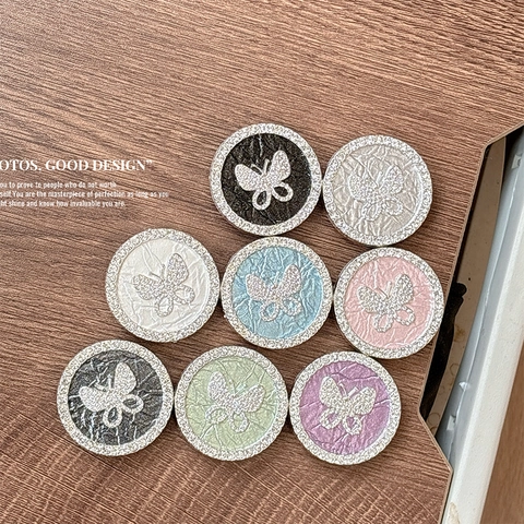 Butterfly Phone Grip Rhinestone Glitter Circular Foldable Expandable Mobile Stand Universal Holder Luxury Style For Women