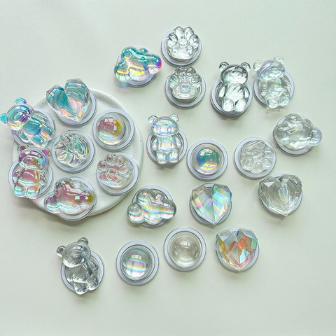 Magnetic Phone Grip Expanding Stand Iridescent Holographic Heart Bear Cat Paw Desktop Portable Foldable Holder