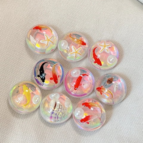 Miniature Goldfish Aquarium Phone Grip Stand Iridescent Resin Spherical Griptok Expandable Finger Holder Aesthetic Accessories