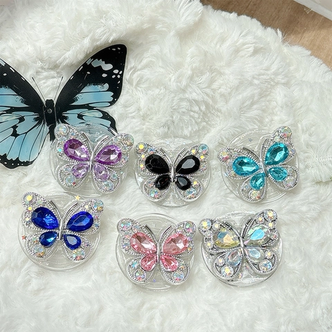 Schmetterling Handyhalterung Ausziehbarer Ständer Funkelnde Strasssteine Legierung Klebehalterung Luxus Elegant
