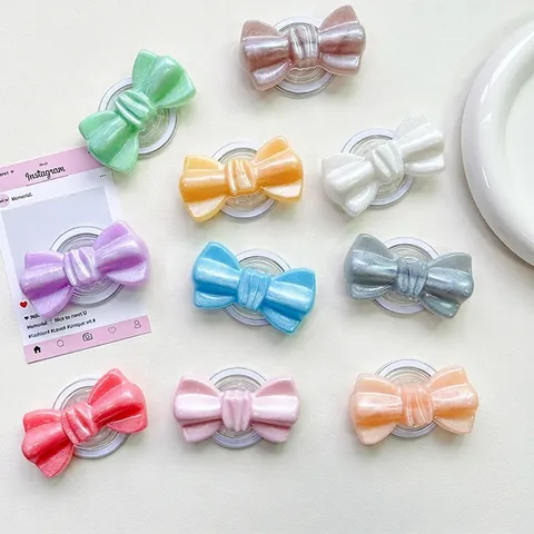 Magnetic Bow Knot Phone Grip Stand Retractable Glitter Pearlescent Design Cute Desktop Accessories For Smartphones