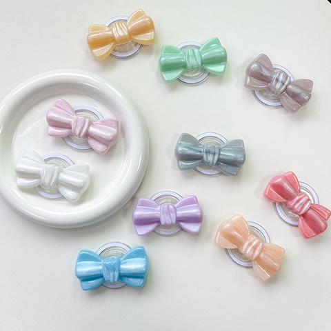 Magnetic Bow Knot Phone Grip Stand Retractable Glitter Pearlescent Design Cute Desktop Accessories For Smartphones