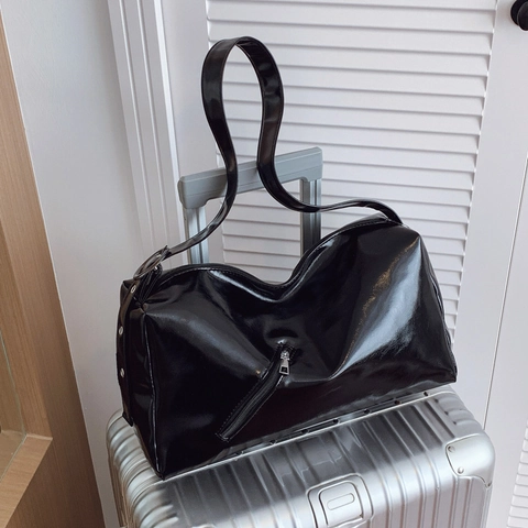 Borsa Hobo Grande Capacità Pelle PU Lucida Sottobraccio Tote Retro Per Donna Pendolare