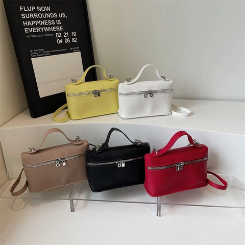 Damen Handtasche Aus PU-Leder Mit Lychee-Muster Boxy Umhängetasche Griff Silberne Hardware Koreanische Mode Crossbody Bag