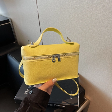 Damen Handtasche Aus PU-Leder Mit Lychee-Muster Boxy Umhängetasche Griff Silberne Hardware Koreanische Mode Crossbody Bag