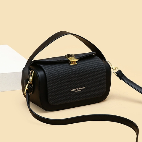 Women Fashion PU Leather Crossbody Bag Small Square Bag Patchwork Contrast Color Handbag Shoulder Bag Minimalist Urban Style