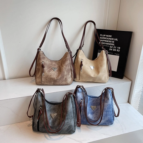 Bolso De Hombro Vintage Para Mujer Gran Capacidad Cuero PU Desgastado Mochila Multifunción Bandolera Hobo De Diario
