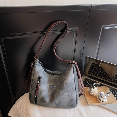 Bolso De Hombro Vintage Para Mujer Gran Capacidad Cuero PU Desgastado Mochila Multifunción Bandolera Hobo De Diario