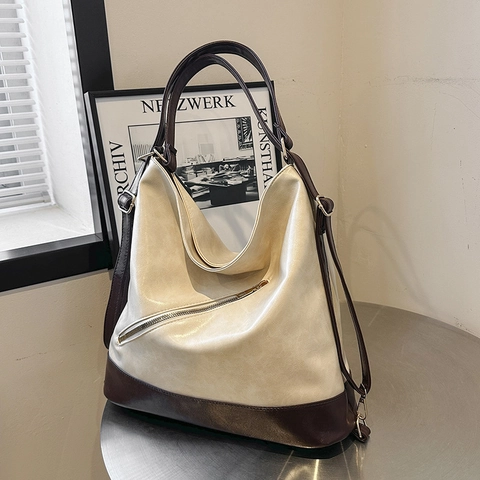 Zaino Multifunzionale In Pelle PU Borsa Hobo Grande Capacità Da Donna Con Cerniera Diagonale Borsa A Tracolla Retro Per Pendolari