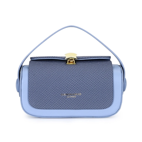 Damen Umhängetasche PU Leder Gewebte Textur Goldene Muschelschnalle Elegante Box Handtasche Schultertasche