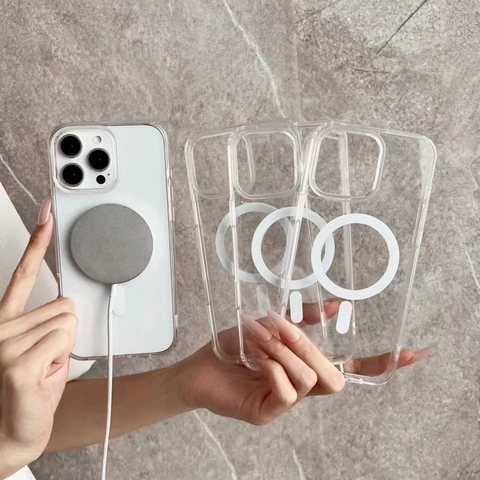 Transparente Magnetische Handyhülle MagSafe Kompatibel TPU PC Stoßfeste Schlanke Schutzhülle Für iPhone