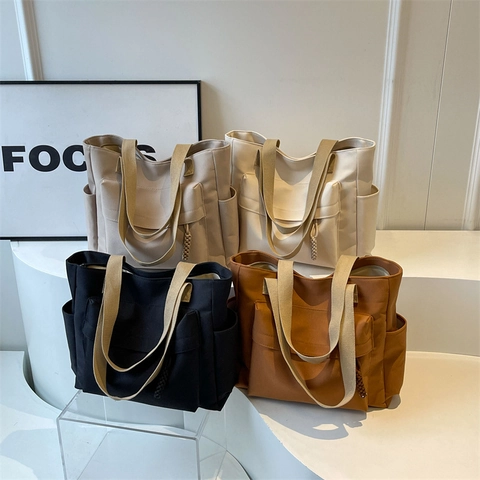 Borsa Tote In Tela Grande Capacità Multi Tasche Retrò Borsa A Tracolla Urbana Semplice Versatile Per Pendolari Quotidiana