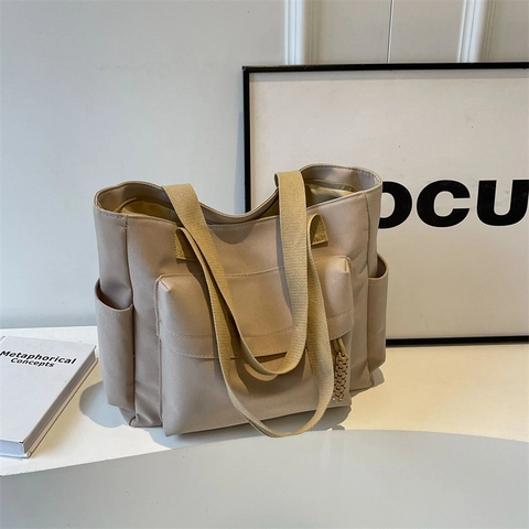 Borsa Tote In Tela Grande Capacità Multi Tasche Retrò Borsa A Tracolla Urbana Semplice Versatile Per Pendolari Quotidiana