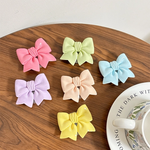 Bowknot Phone Grip Airbag Stand Retractable Plastic Resin Macaron Colors Desktop Holder For Watching Videos Cute Style