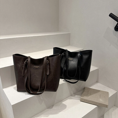 Large Capacity Women Tote Bag Faux Leather Shoulder Bag Casual Commuter Handbag with Adjustable Strap Solid Color