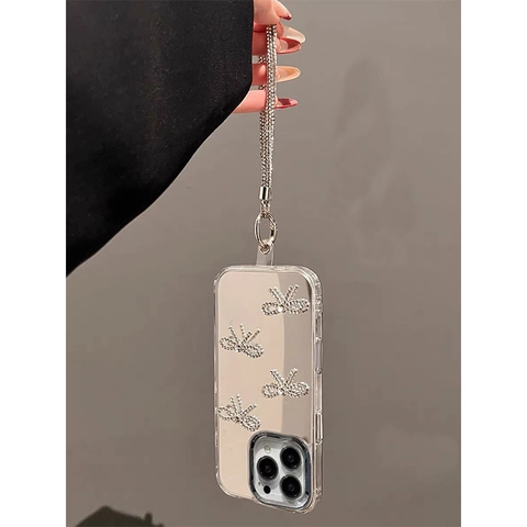 Custodia Per Telefono A Specchio Con Fiocchi Di Strass Lusso Lucida Protezione TPU Accessorio Moda Per Donne