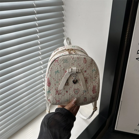Mini Mochila Linda Estampado De Oso De Dibujos Animados Textura Gofrada Lazo Colgante De Corazón Moda Viaje Para Mujeres Niñas Estudiantes
