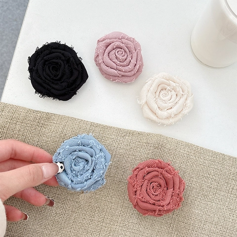 Supporto Per Impugnatura Del Telefono Con Fiore Di Rosa In Tessuto 3D Supporto Telescopico In Plastica Stile Ins Coreano