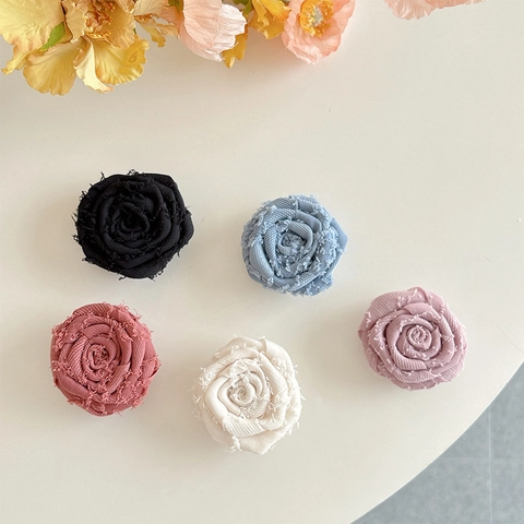 Supporto Per Impugnatura Del Telefono Con Fiore Di Rosa In Tessuto 3D Supporto Telescopico In Plastica Stile Ins Coreano