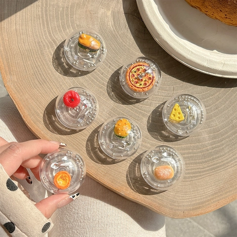 Miniatur Essen Handyhalter Transparent Acryl Schütteln Perlen Griptok Süß Burger Pizza Design Koreanischer Ins Stil