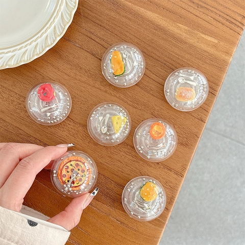 Miniatur Essen Handyhalter Transparent Acryl Schütteln Perlen Griptok Süß Burger Pizza Design Koreanischer Ins Stil