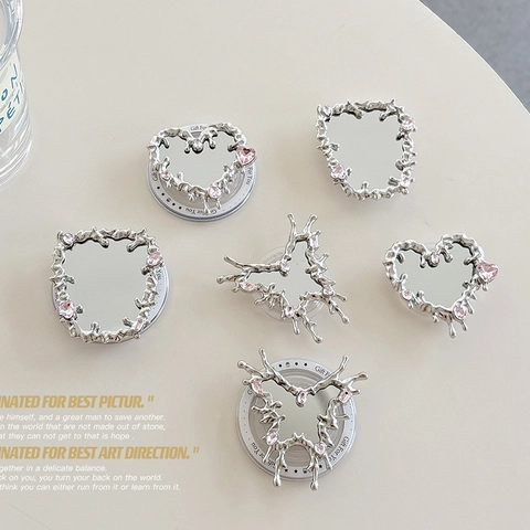 Handygriff Spiegel Herz Schmetterling Flüssigmetall Strass Griptok Ständer Ästhetisch Für Mädchen