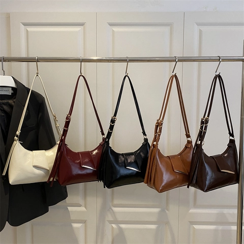 Bolso Sobaco Minimalista de Cuero PU para Mujer Bolso de Hombro de Color Sólido Bolso Tote Versátil para el Trabajo Diario