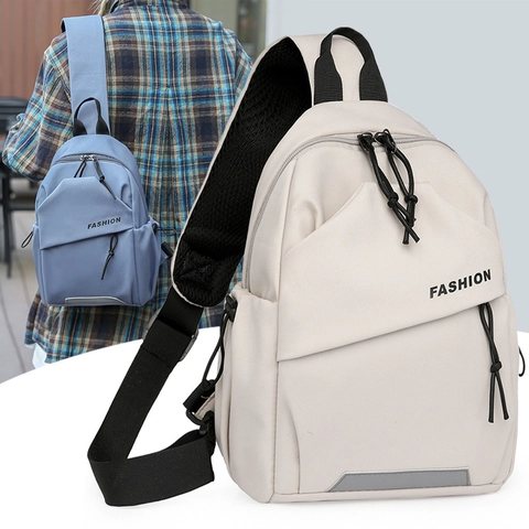 Sac Poitrine Nylon Bande Réfléchissante Résistant Eau Casual Crossbody Sac Dos Épaule Hommes Femmes Simple Urbain