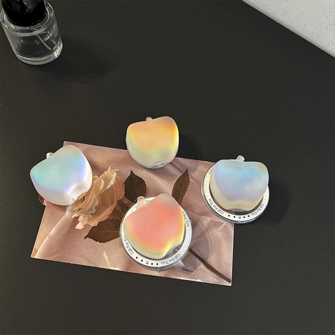 Iridescent Apple Shaped Phone Grip Stand Aurora Holographic Laser Plastic Expandable Griptok Support Universal Desktop Accessory