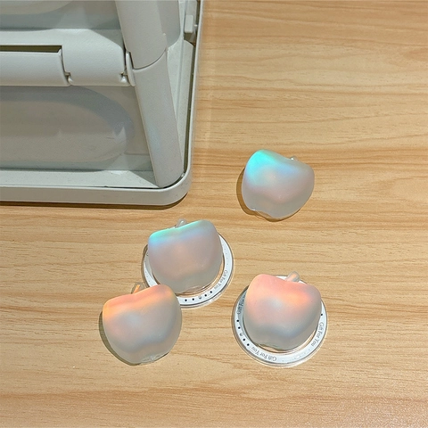 Iridescent Apple Shaped Phone Grip Stand Aurora Holographic Laser Plastic Expandable Griptok Support Universal Desktop Accessory
