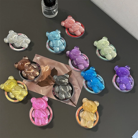 Supporto Per Telefono Orso Cartone Animato 3D Plastica Traslucida Magnetico Supporto Retrattile Adesivo Posteriore