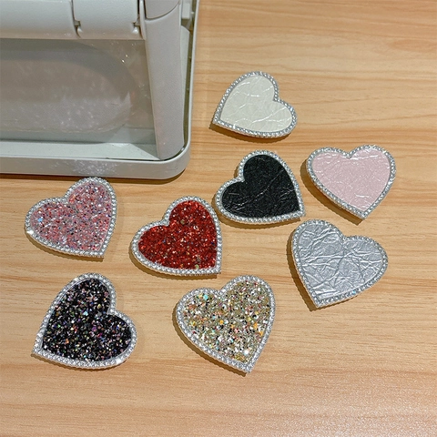 Soporte De Agarre Para Teléfono Corazón Aleación Brillante Diamantes De Imitación Lentejuelas Soporte Plegable Mujeres Niñas