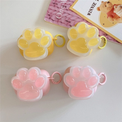 Étui Écouteurs En Silicone Souple TPU Forme Patte De Chat 3D Avec Mousqueton Housse De Protection Pour AirPods Pro