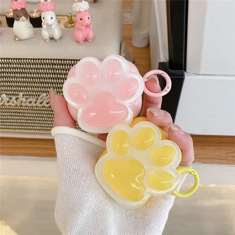 Étui Écouteurs En Silicone Souple TPU Forme Patte De Chat 3D Avec Mousqueton Housse De Protection Pour AirPods Pro