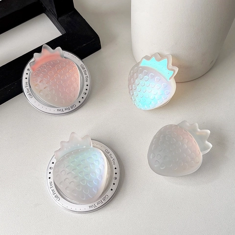 Strawberry Phone Grip Sockel Magnetisch Erweiterbar Ständer Bunter Holografischer Laser Harz Süßes Deko Zubehör