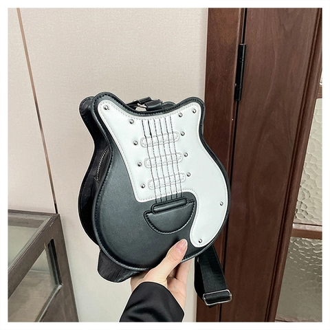 Borsa A Tracolla Forma Di Chitarra Pelle PU Novità Creativa Moda Borsa A Spalla Con Tracolla Larga Regolabile Per Donne Ragazze