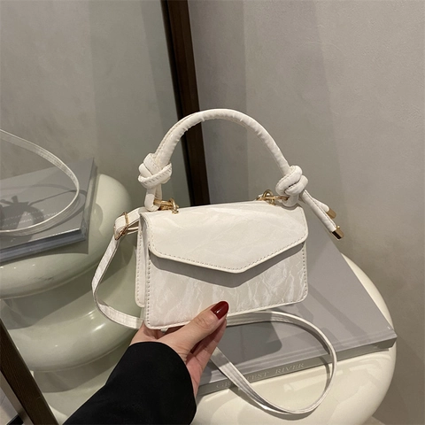 Sac À Main Femme Sac Bandoulière Cuir PU Marbre Texture Plissée Poignée À Nœud Boucle Magnétique Mode Chic Élégant