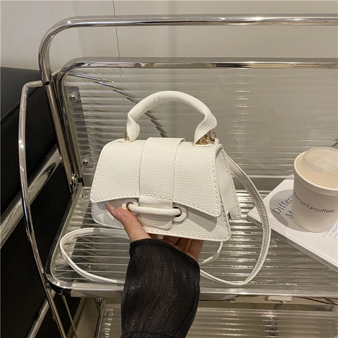 Mini Borsa A Tracolla Retrò Trama Litchi In Pelle PU Borsa A Mano Manico Superiore Trapezio Piccola Borsa A Spalla Moda