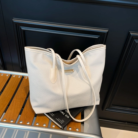 Borsa Tote da Donna in Pelle PU con Trama Intrecciata di Grande Capacità Borsa a Tracolla Minimalista Urbana Per Pendolarismo