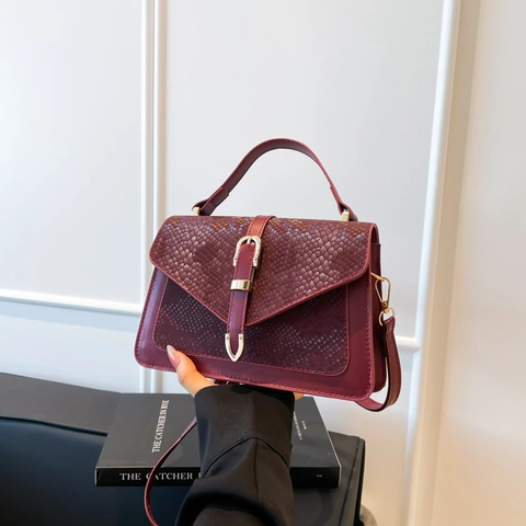Borsa a Spalla da Donna in Pelle PU con Motivo a Pelle di Serpente Elegante Borsa a Tracolla con Patta Fibbia in Metallo Oro