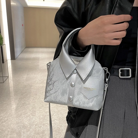 Creative Shirt Shaped Crossbody Bag Unique PU Leather Handbag Trendy Shoulder Bag For Women Fashion Commute