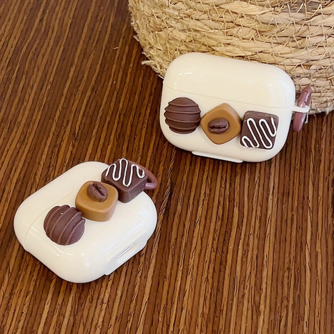 Cute 3D Chocolate TPU Earphone Case For AirPods Pro 2 3 4 Ins Style Protective Cover With Brown Buckle Creative Dessert Shape Sleeve