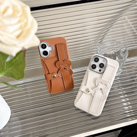 Custodia Per Telefono Portafoglio In Pelle PU Motivo Litchi Con Porta Carte Cinturino Polso Decoro Cuore Per IPhone Donne