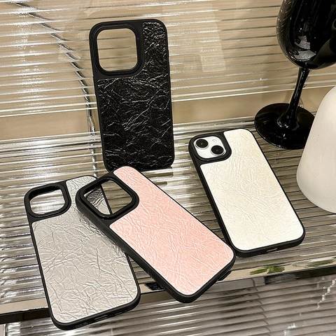 Handyhülle Luxus Kunstleder Falten Künstliche Perle Textur Hart PC Stoßfest Schutzhülle Für IPhone