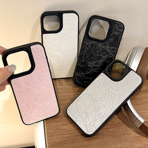 Handyhülle Luxus Kunstleder Falten Künstliche Perle Textur Hart PC Stoßfest Schutzhülle Für IPhone