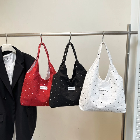 Canvas Tote Tas Geplooide Bloemenprint Grote Capaciteit Casual Schoudertas Dames Dagelijks Gebruik Modieus Ontwerp