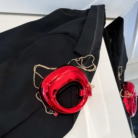 Mini Bolso De Noche Espejo Metálico Mano Medialuna Irregular Con Cadena Desmontable Para Mujer Fiesta Moda De Nicho Elegante